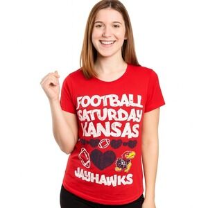 Glitter Gear T-Shirt Small Red Relaxed Fit Vintage Soft Football Kansas Jayhawks